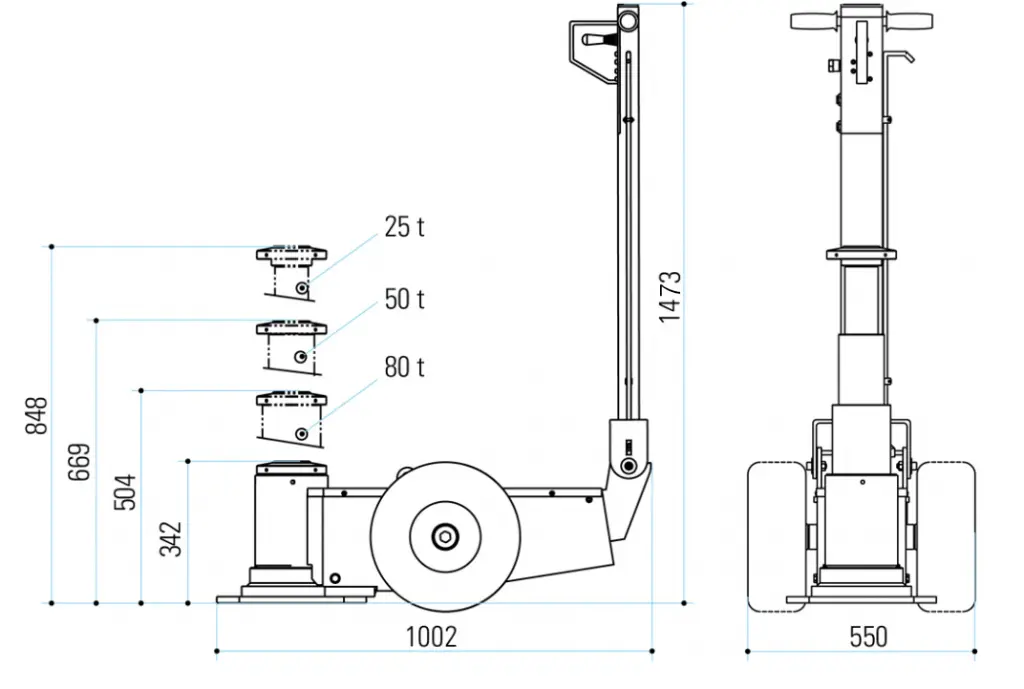 MINING HEAVY DUTY AIR-HYDRAULIC JACK 80T M80-31-S2 Dimesions.webp