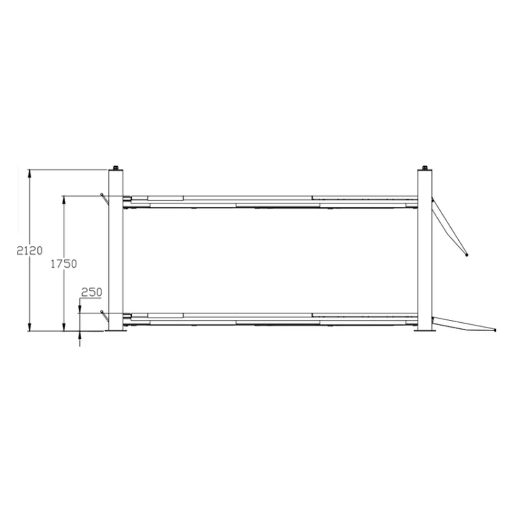 702046A  PNEUMAC 4-POST LIFT 5TON with built-in slipplates & alignment jack & Trolley included.webp