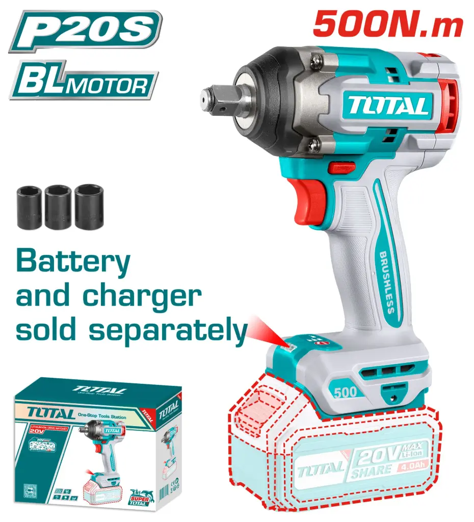 TOTAL 20V IMPACT WRENCH 500NM 1/2"DR SOLO