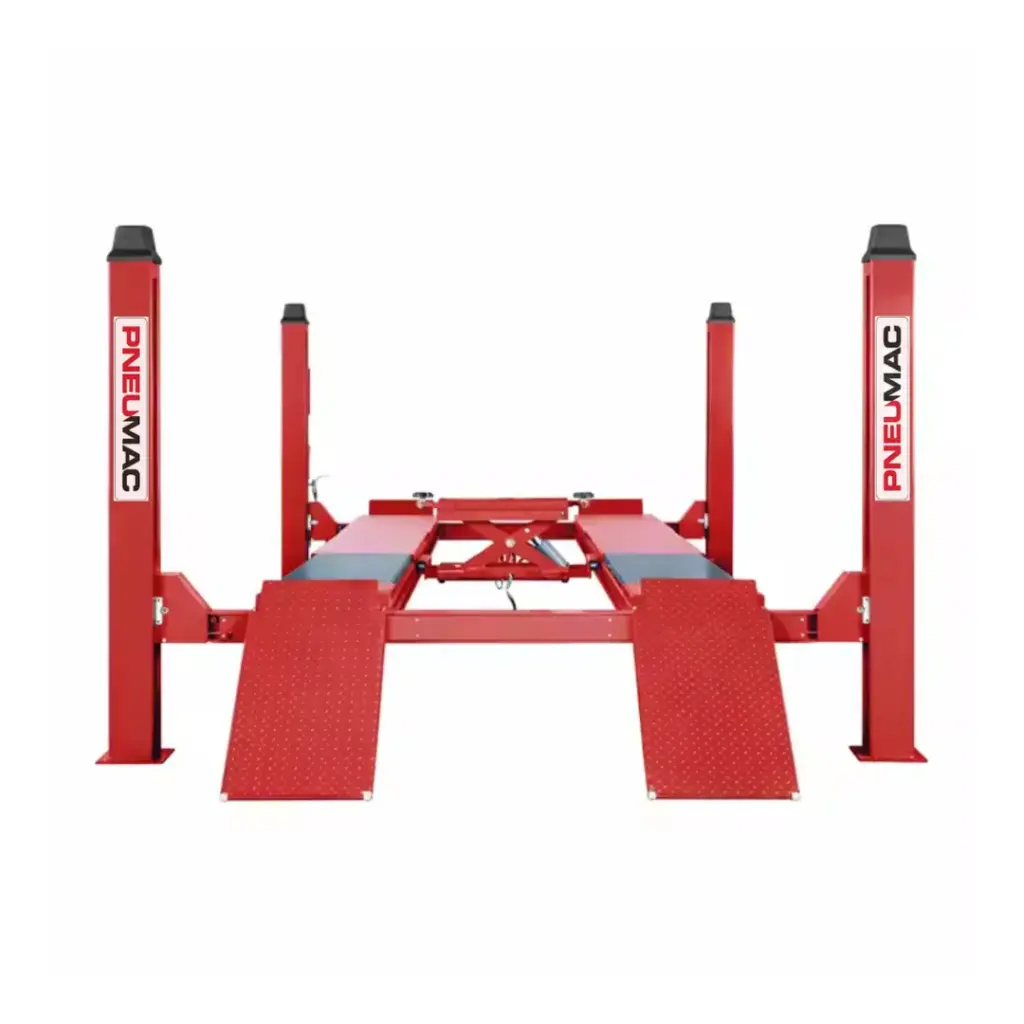 PNEUMAC 4-POST LIFT 5TON with built-in slipplates & alignment jack & Trolley included 