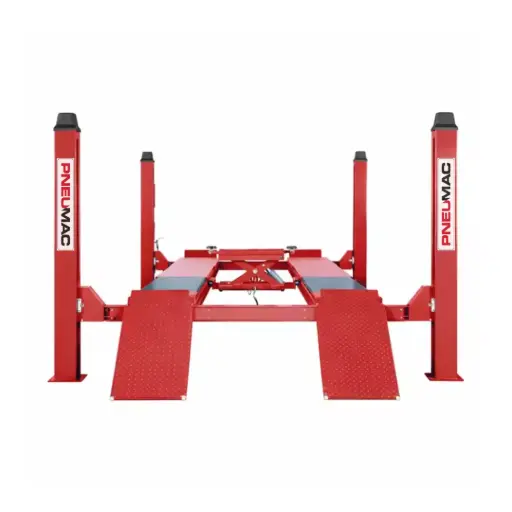 [702046A] PNEUMAC 4-POST LIFT 5TON with built-in slipplates & alignment jack & Trolley included 