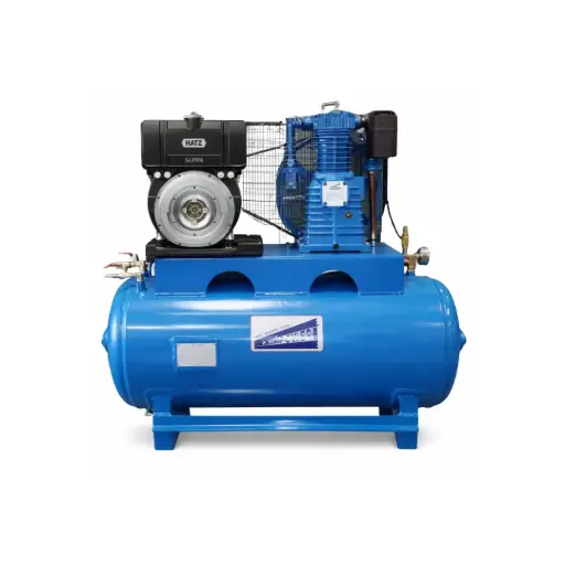 [7-AP1230150DEH] COMPRESSOR AIRPOWER DIESEL  12BAR 150L 650LMIN 23CFM 9KW 12HP HATZ 1D90 ENGIN - ELECTRIC START(WITHOUT BATTERY, SOLENOID DUMP VALVE & REMOTE DECOMPRESS LEVER)